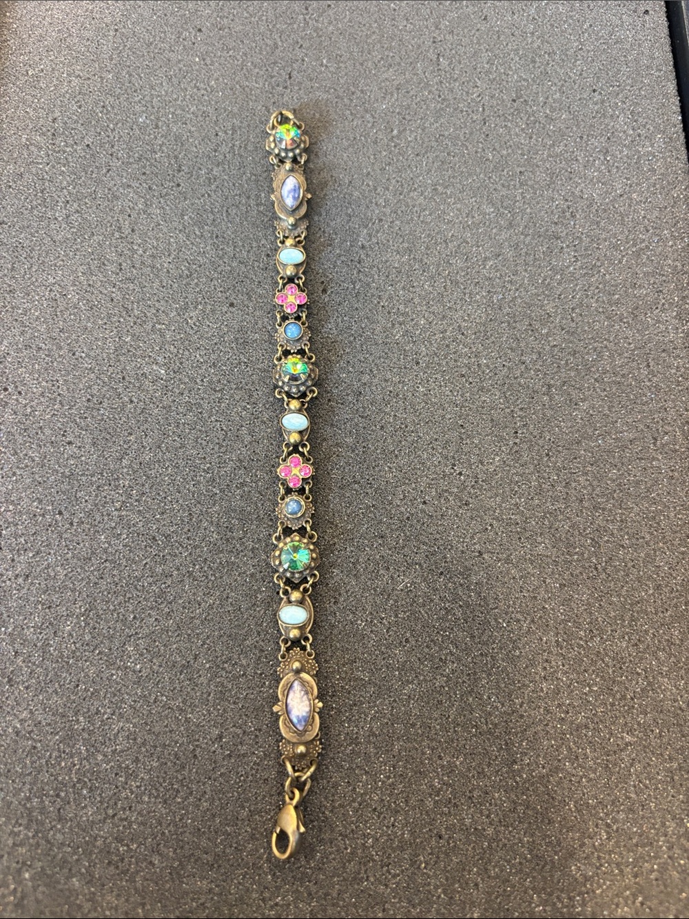 Sorrelli Gold-Tone Bracelet with Green, Blue and Pink Crystals